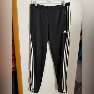adidas Kids Black Joggers with White Stripes